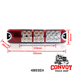 Luz LED trasera 3 funciones con prisma para remolque 12/24V
