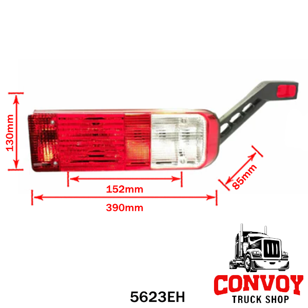 Piloto trasero izquierdo de 5 funciones para remolques Krone con luz de posición lateral
