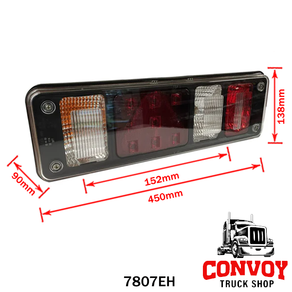 Piloto trasero LED izquierdo para remolque Krone con prisma triangular, 7 funciones