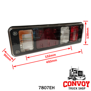 Piloto trasero LED izquierdo para remolque Krone con prisma triangular, 7 funciones