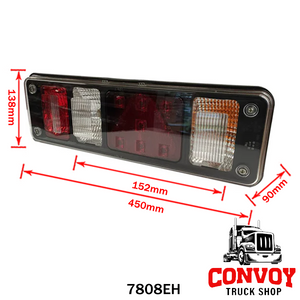 Piloto trasero LED izquierdo para remolque Krone con prisma triangular, 7 funciones