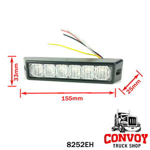 Luz estroboscópica LED ámbar mini 6 LED, 18 modos, 12/24V