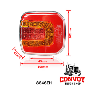 Feu arrière LED 3 fonctions universel – Forme carrée 12/24V