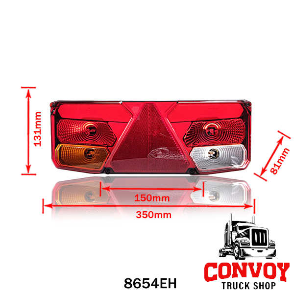 Zadné svetlo s 3-uholníkovým odrazovým sklom, 7 funkcií, LED pozičné