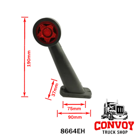 Luz de Posição Lateral em Borracha com LED Estrela – Braço Reto, Grande