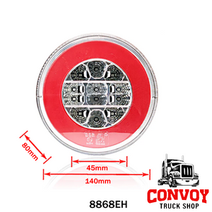 Lámpara redonda LED con luz de dirección, carcasa translúcida, 12/24V
