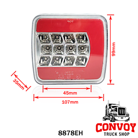 Luz LED de 4 funciones transparente 12/24V (sin reflector)