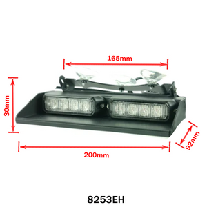 Výstražné LED světlo na čelní sklo – žluté, 8 LED, 17 režimů