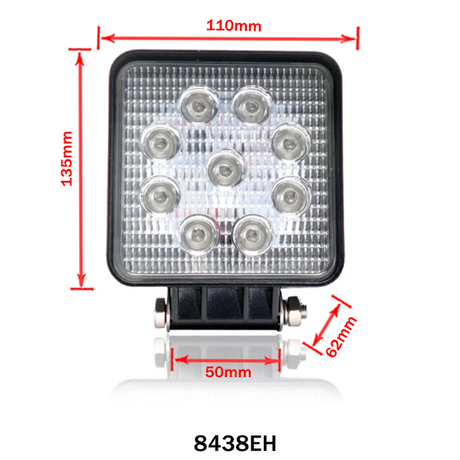 Luz de Trabalho LED Retangular 27W 12/24V Azul