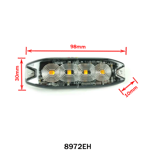 Luz de Sinalização Amarela Slim com 4 LEDs e 19 Modos de Pisca para Veículos 12/24V