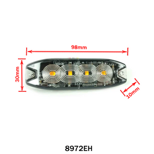Luz de Sinalização Amarela Slim com 4 LEDs e 19 Modos de Pisca para Veículos 12/24V