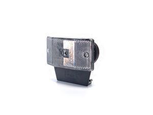 LED poziční lampa bílá s držákem, hranatá s prizmatem