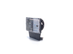 LED poziční lampa bílá s držákem, hranatá s prizmatem