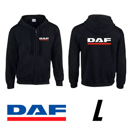 Sweatshirt Preta com Capuz e Fecho DAF