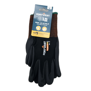 Guantes de trabajo transpirables Portwest con recubrimiento de nitrilo microespumado Talla L