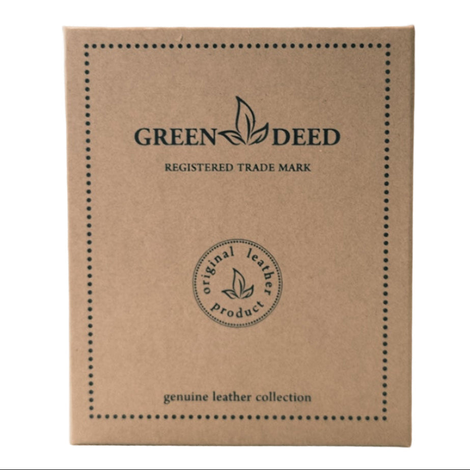 Portofel din piele GreenDeed, maro rustic, cu motiv vânătoresc