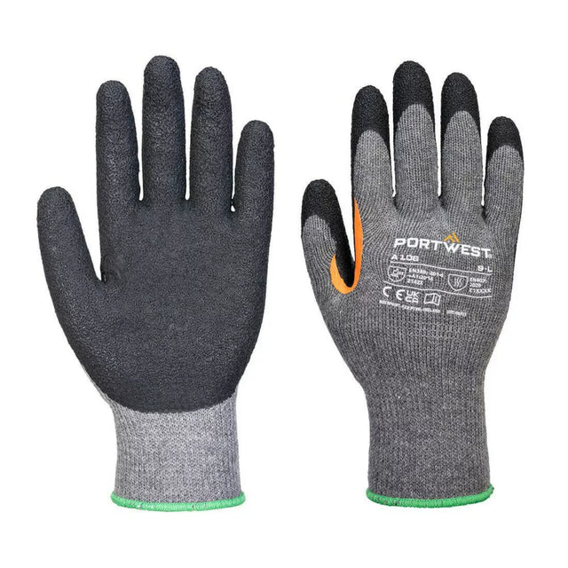 Guantes de trabajo con recubrimiento de látex en palma gris/negro talla L