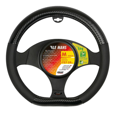 Capa de Volante Le Mans 37-39 cm com Detalhes em Efeito Carbono