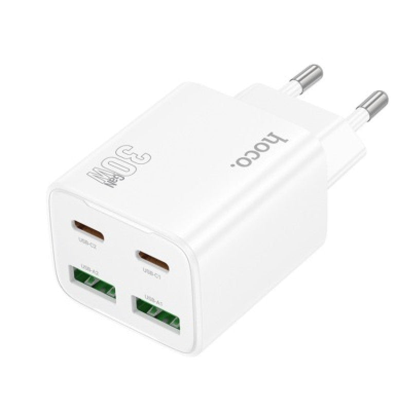 HOCO N56 bílá síťová nabíječka, 4 porty (USB + USB-C), 20W