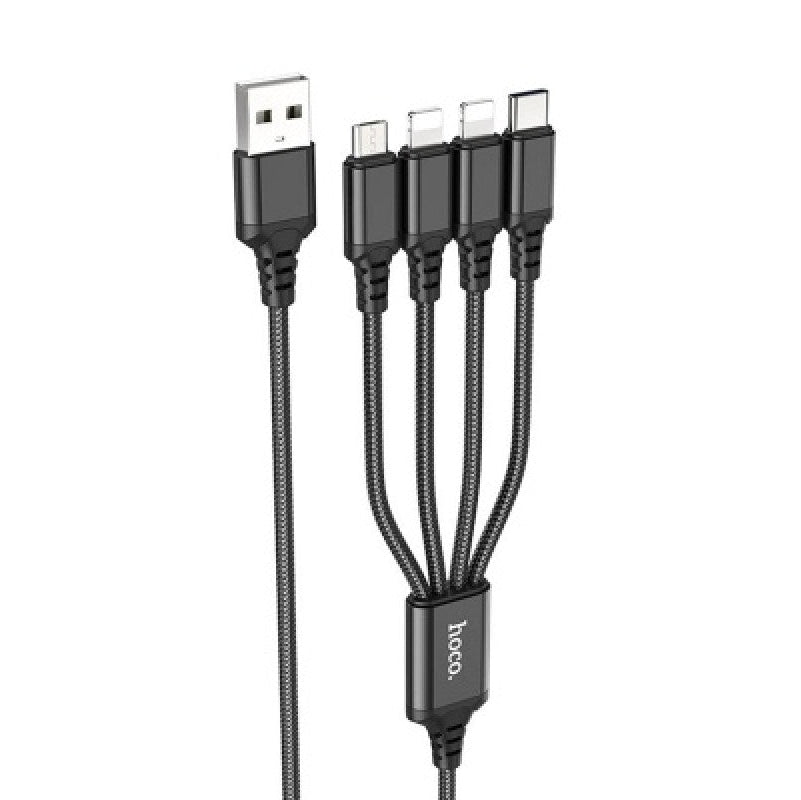 Univerzální USB kabel 4 v 1 Hoco X76, 1 m, černý