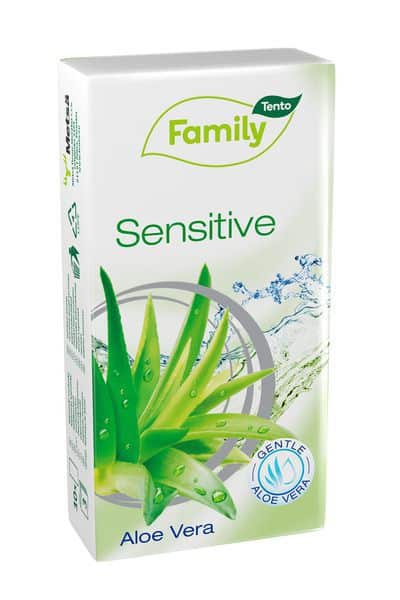 Lenço de Papel Tento Family Sensitive Aloe Vera – 10 Unidades