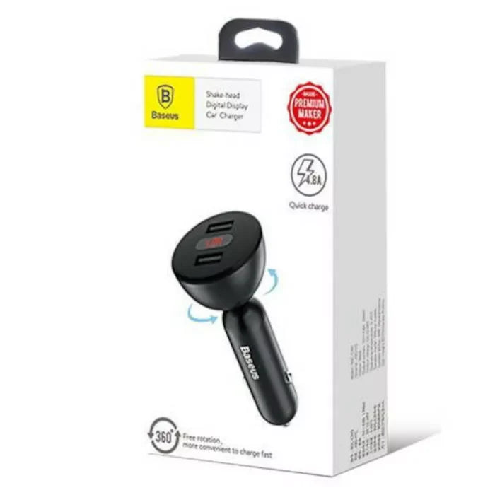 Avtomobilski USB polnilec Baseus, 360° vrtljiv, 2x USB 4,8A