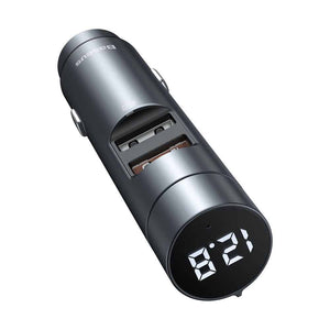 Baseus Energy Column – Autonabíječka a Bluetooth FM Transmitter, stříbrná