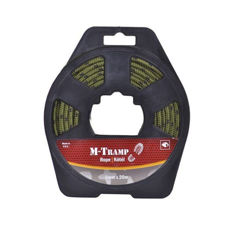 Turistické lano, čierne/zelené 6 mm x 20 m