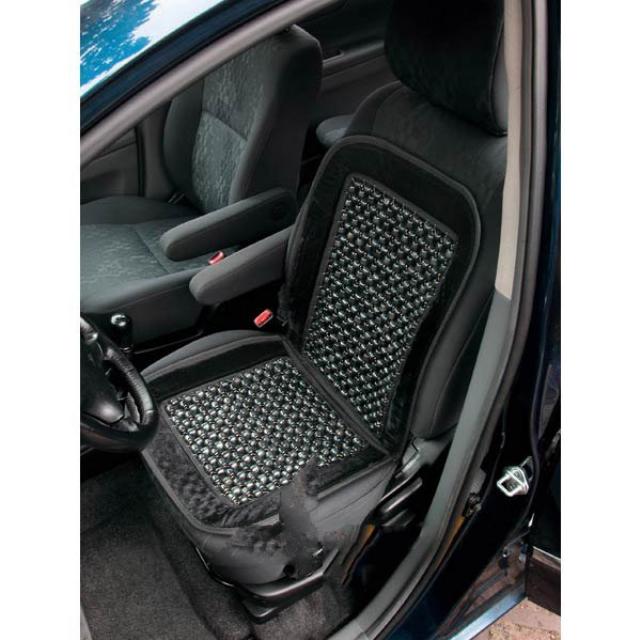 Autositzauflage mit Holzkugeln – atmungsaktiv & massierend, schwarz