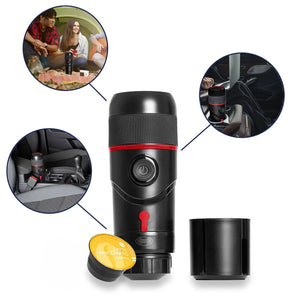 Heyner Tragbare Kaffeemaschine für Kapseln & gemahlenen Kaffee – 12V, ideal fürs Auto