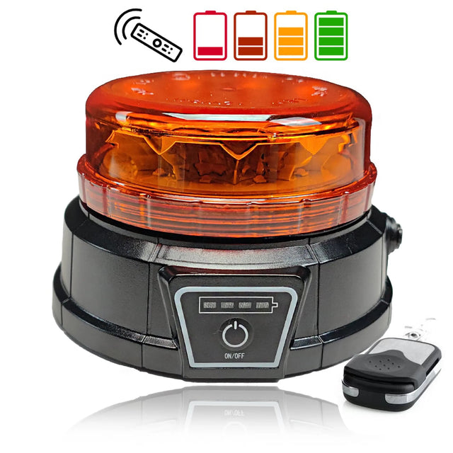 Ultraflache LED-Warnleuchte Gelb mit Magnetfuß und Funkfernbedienung