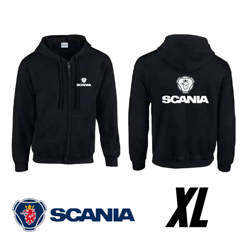 Hanorac negru cu glugă și logo Scania