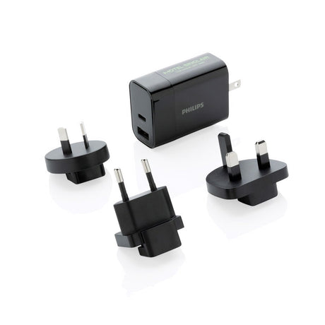 Adaptor de călătorie cu încărcare rapidă Philips DLP2621T04, 30W, USB-A & USB-C, 4 capete internaționale