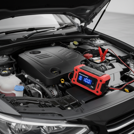 Carregador de Bateria 12V – Múltiplos Modos, 9 Etapas, Display Digital