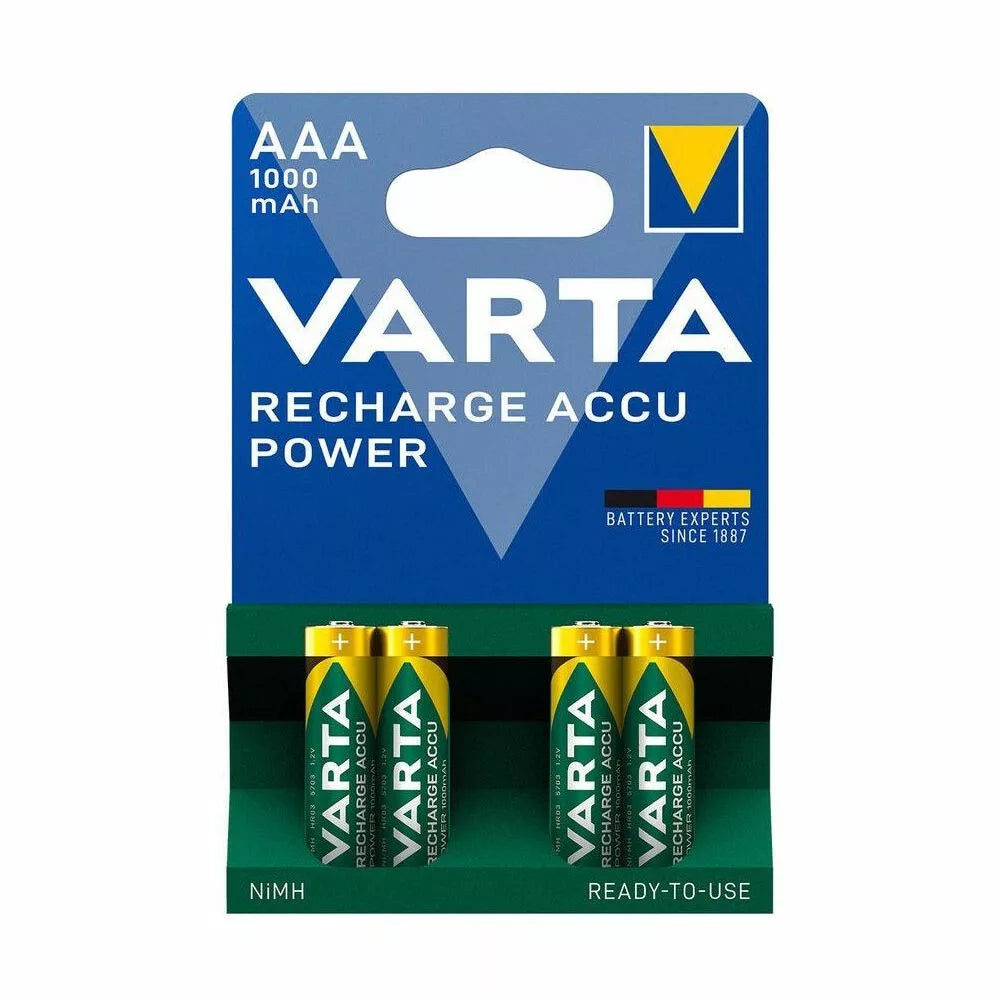 VARTA AAA Akkus 1000mAh, 4 Stück – Wiederaufladbare Batterien