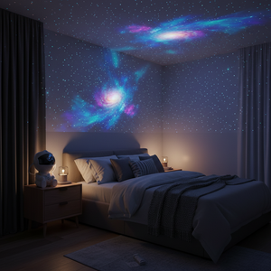 Mini projektor galaxie v tvare astronauta – biely