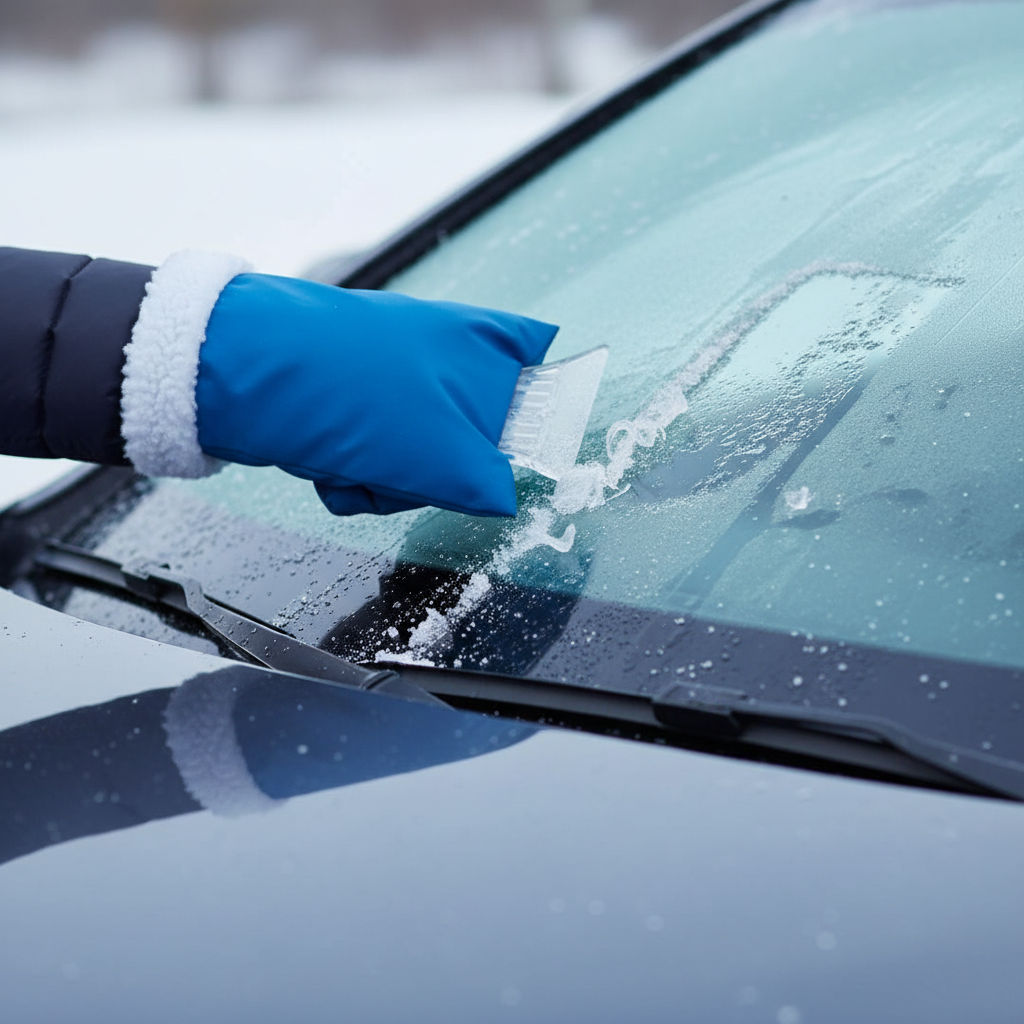 Rascador de hielo con guante térmico
