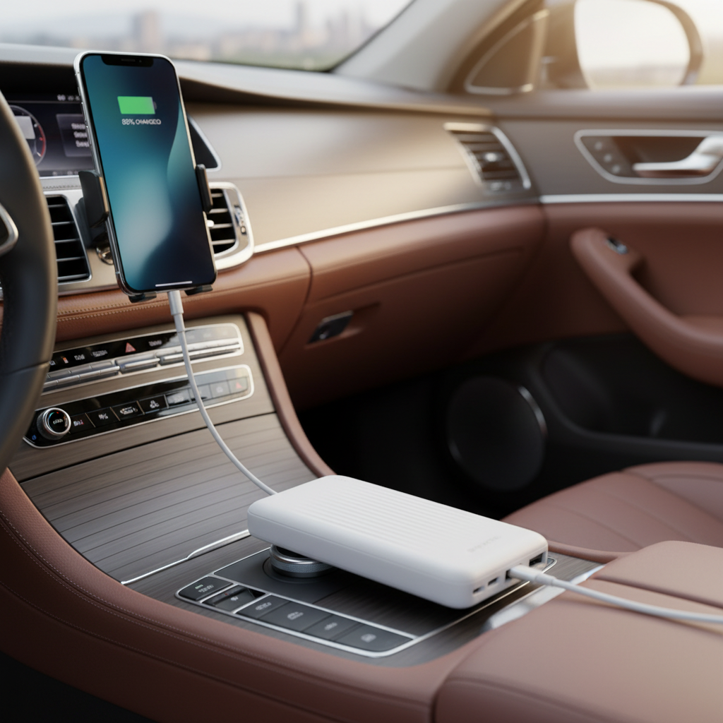 Бял външен батерия (Power Bank) с капацитет 10 000 mAh