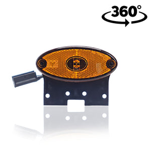 Luz de posición LED ovalada amarilla con soporte Flatpoint II Aspöck