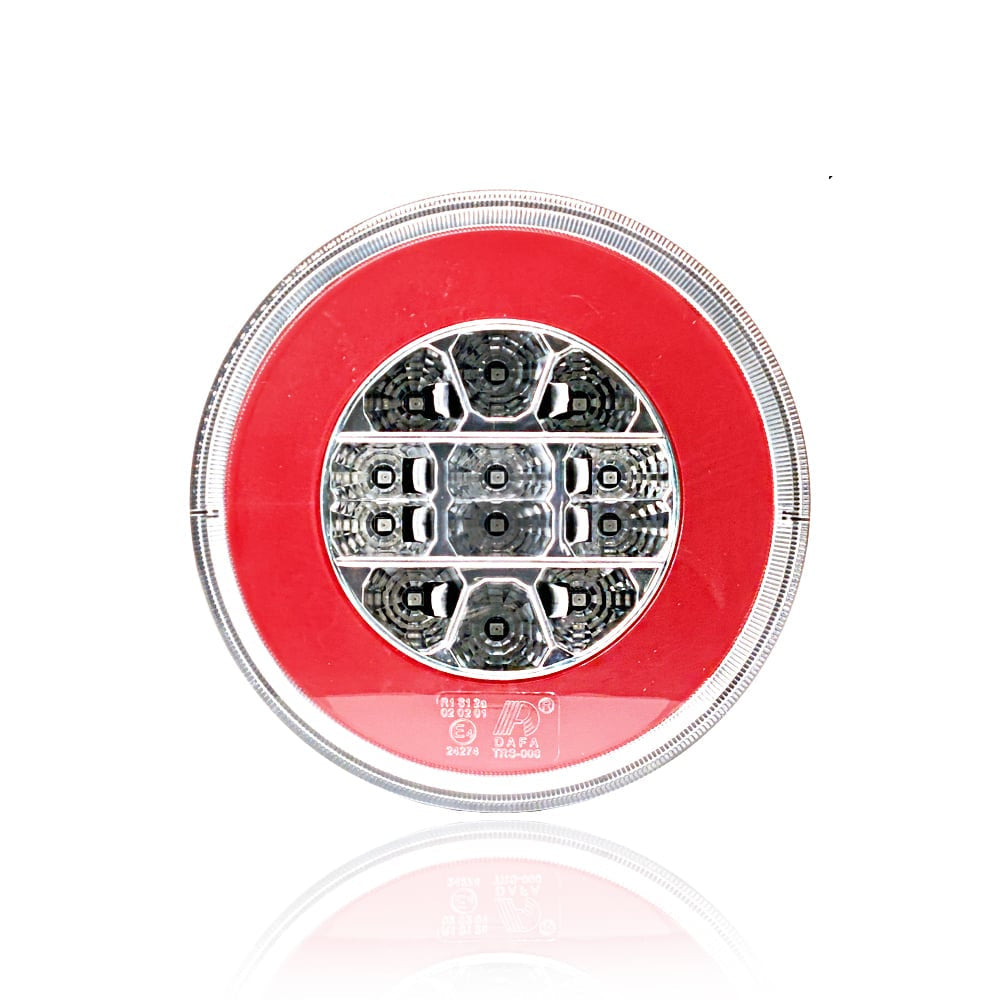 Lámpara redonda LED con luz de dirección, carcasa translúcida, 12/24V