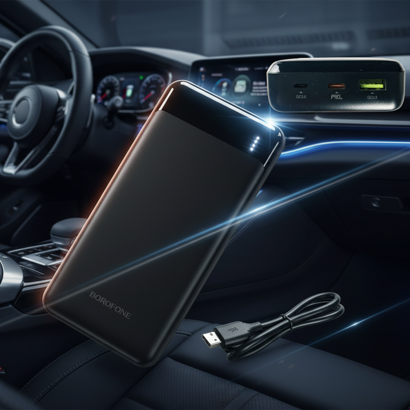 Borofone Power Bank 20.000 mAh – Crna, brzi USB punjač