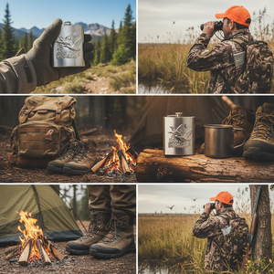 Petaca de acero inoxidable con grabado de patos salvajes – 240 ml