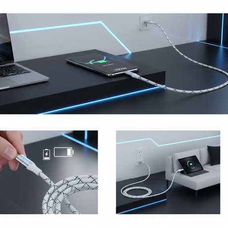 USB-C Ladekabel mit Schnellladefunktion, LED-Anzeige & 100W Leistung – 2m