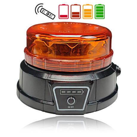 Gyrophare LED ultra-fin jaune avec base magnétique et télécommande